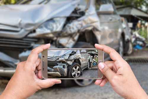 documenting car accident on phone
