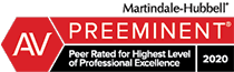 AV Martindale-Hubbell Preeminent Peer Rated For Highest Level of Professional Excellence 2020